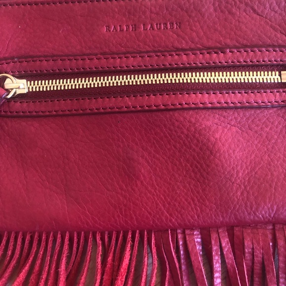 RALPH LAUREN Red Leather Western Southwestern Fringed Wristlet Clutch NEW! RARE! - Picture 10 of 12